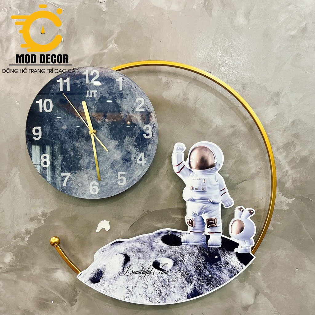 Đồng hồ treo tường trang trí có đèn, tráng gương MOD Decor PHI HÀNH GIA mã 21144, Lianzhang JJT