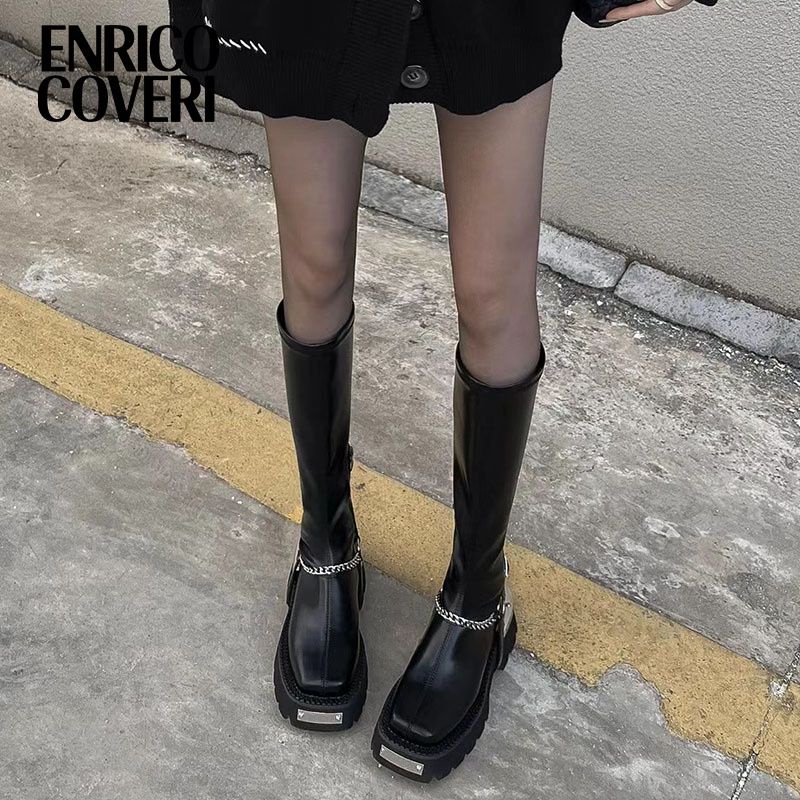 Giày Bốt Da Mềm Đế Dày Bằng Kim Loại Mỏng Đi Xe Máy Dành Cho Nữ