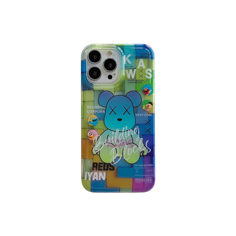 Ốp Điện Thoại Hình Gấu kaws Màu gradient Cho iphone 15 14 13 12 11 pro max iphone11