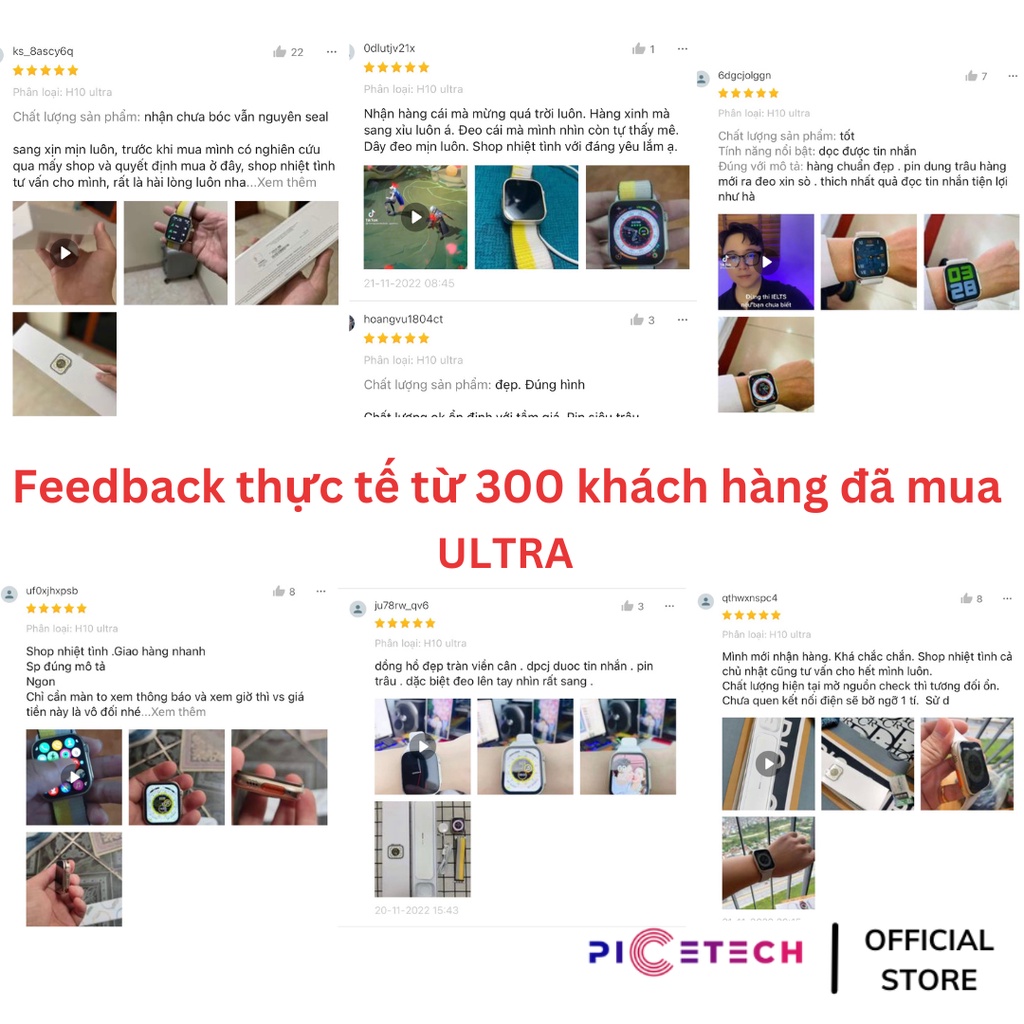 Đồng Hồ Thông Minh H10 ultra Bản Cao Cấp SR 8 , Nghe Gọi Nhận Thông Báo ,Tập Luyện Thể Thao - Chính Hãng PICETECH