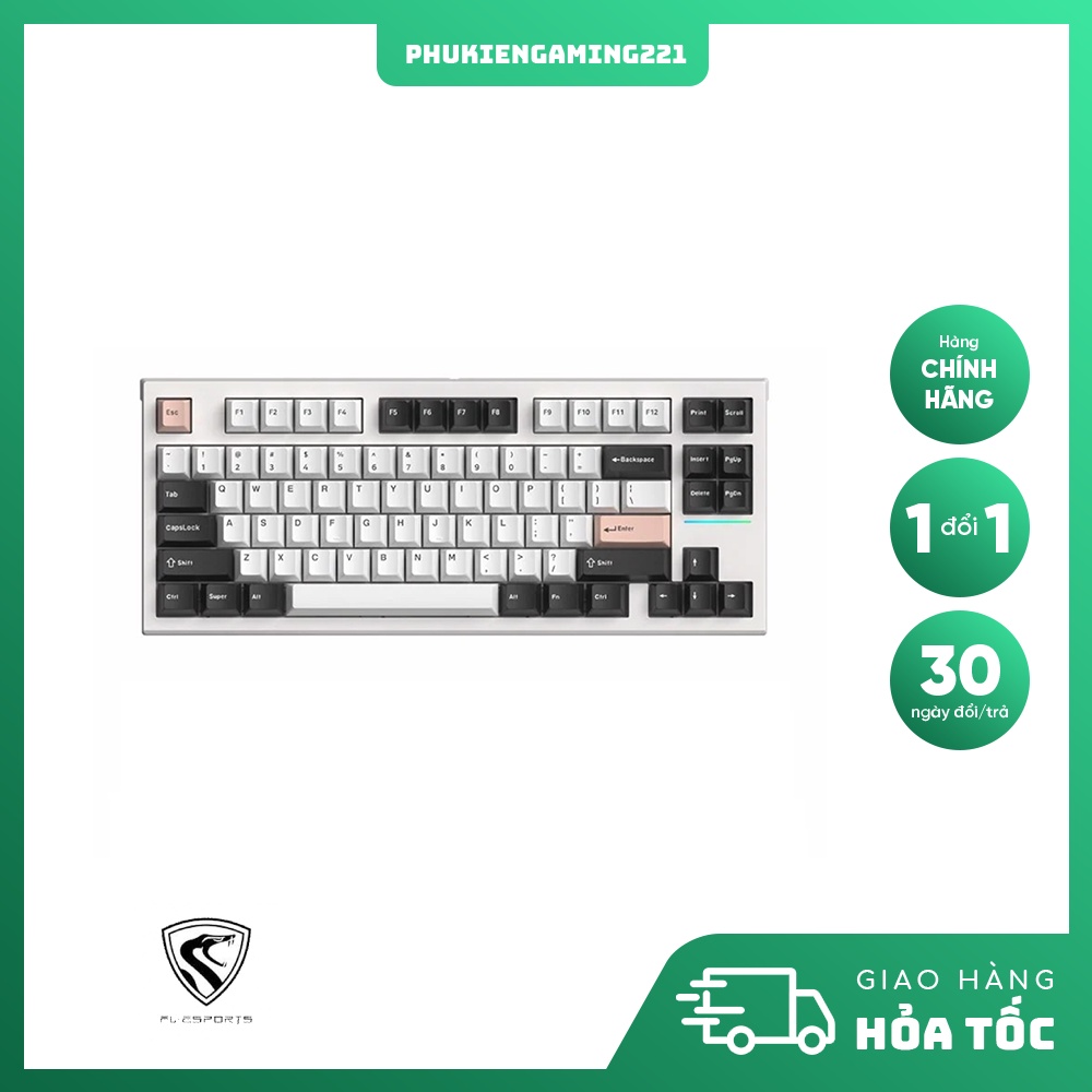 Bàn Phím Cơ Chuyên Game Không Dây FL-Esport FL750 White Olivia | Hotswap | LED RGB | 2.4Ghz | Bluetooth | Gasket Mount
