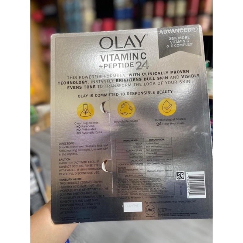 Set 2 Kem Olay Advanced Vitamin C+Peptide 24 chống lão hóa+ sáng da 25% 48gx2 hủ.màu vàng