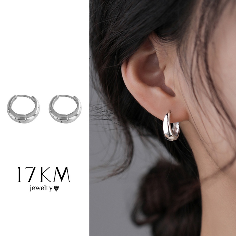 Đồng khuyên tai 17KM dạng vòng mạ bạc/ mạ vàng thời trang đơn giản dành cho nữ