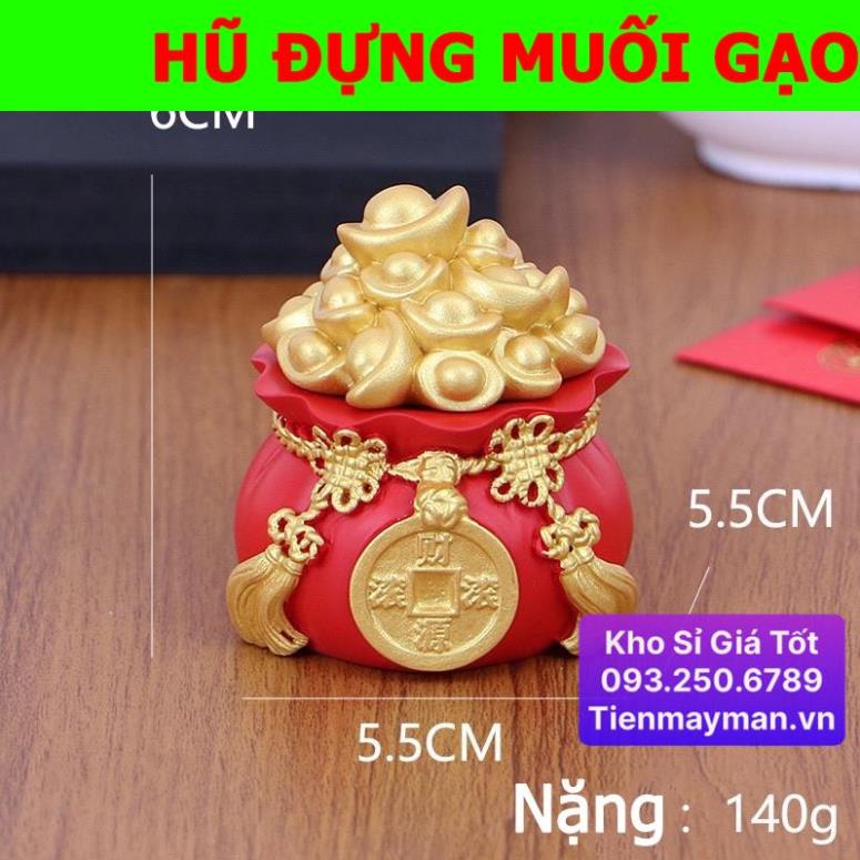[SẴN HÀNG] Hũ đựng muối gạo tài lộc túi thân tài may mắn để ban thờ trang trí nhà cửa chum vàng chiêu thần tài