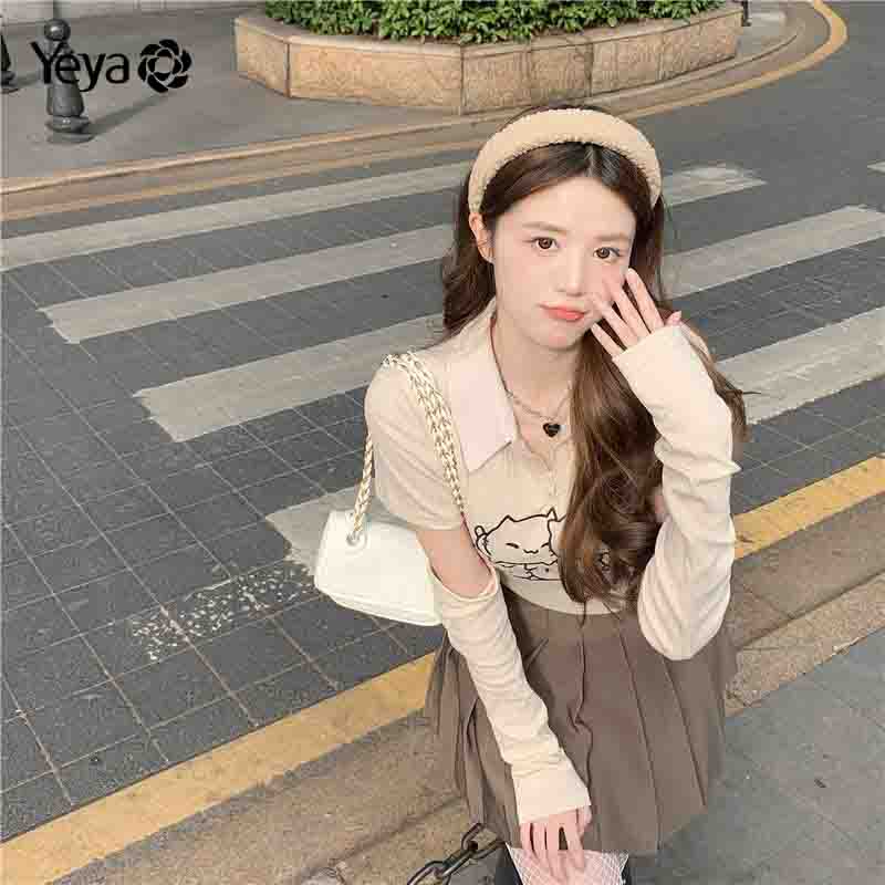 Áo kiểu YEYA cổ polo ngọt ngào dễ thương thời trang dành cho nữ