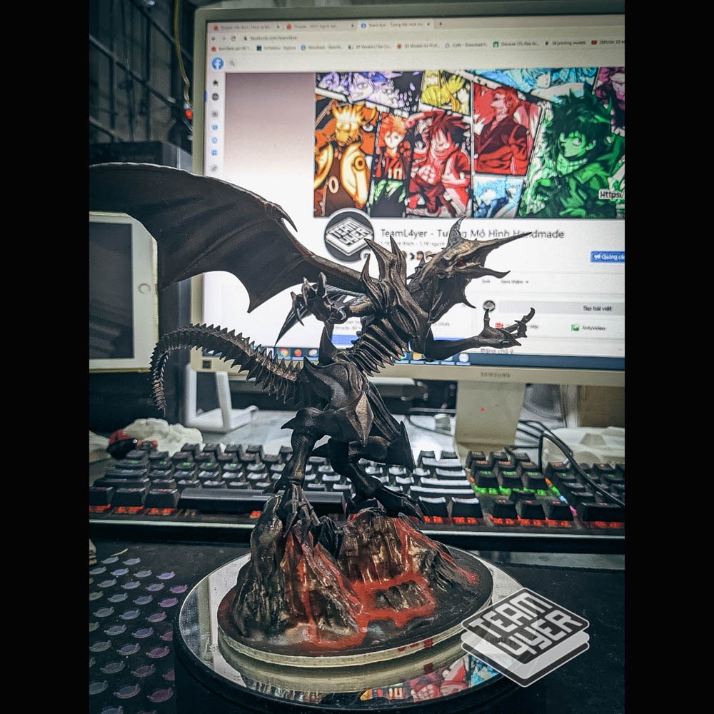 Mô Hình Red Eyes Black Dragon Yugi oh Bằng Chất Liệu Nhựa Resin - Cao 18cm