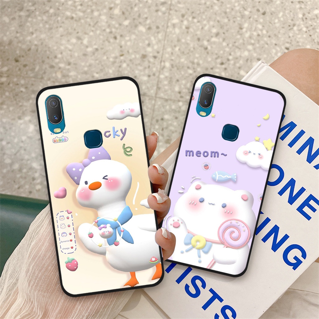 Ốp lưng Vivo Y11 / Vivo 1906 con vịt 3D đáng yêu, mèo kẻ caro dễ thương