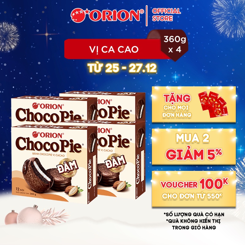 Combo 4 Hộp Bánh Orion ChocoPie Vị Ca Cao (360g x 4)