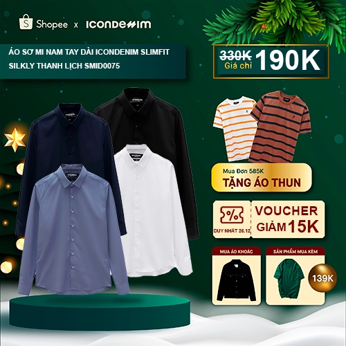 Áo Sơmi Nam Trơn Tay Dài ICONDENIM Slim Fit Silkly Thanh Lịch SMID0075