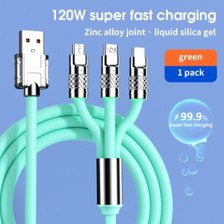 Cáp Sạc Siêu Nhanh 120w 6a 3 Trong 1 Typec Ios Micro Usb Quick Charge Data Cable CUD01