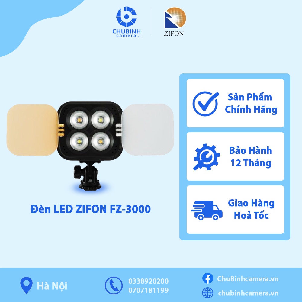 Đèn LED VideoLight ZIFON ZF-3000 | Kèm Pin và sạc hoặc Dây nguồn (ZF3000)