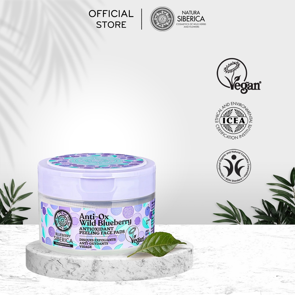 Tẩy tế bào chết cho da mặt NATURA SIBERICA 2in1 kiêm tonner ANTIOXIDANT PEELING FACE PADS 50ml