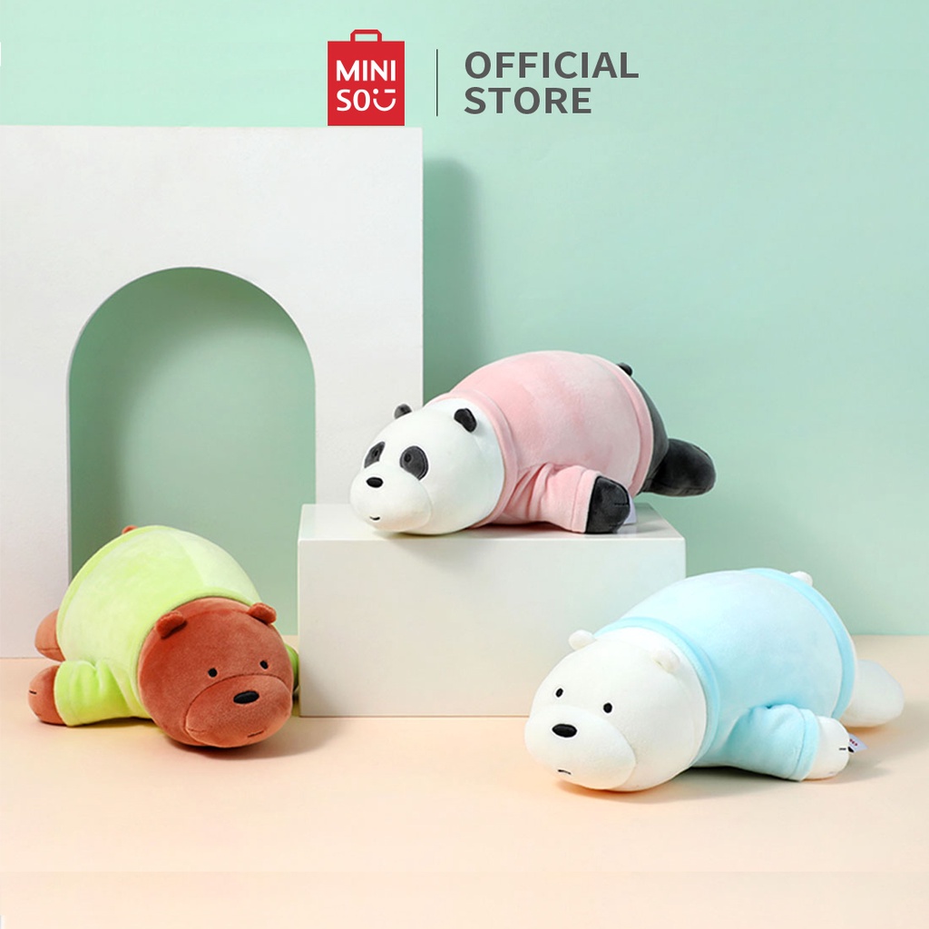 Gấu bông Miniso x We Bare Bears tư thế nằm sấp đáng yêu