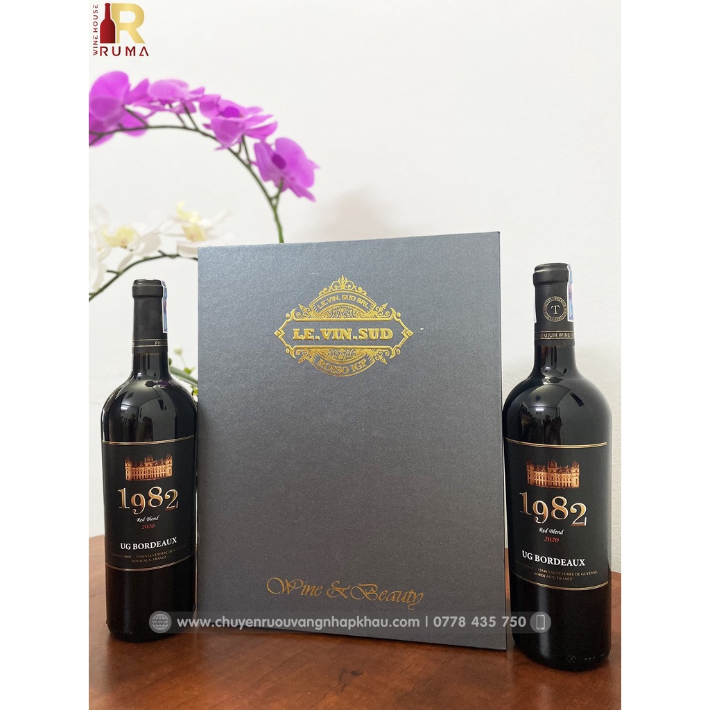 [Nhập khẩu chính hãng] Hộp 2 chai vang Pháp 1982 kèm phụ kiện