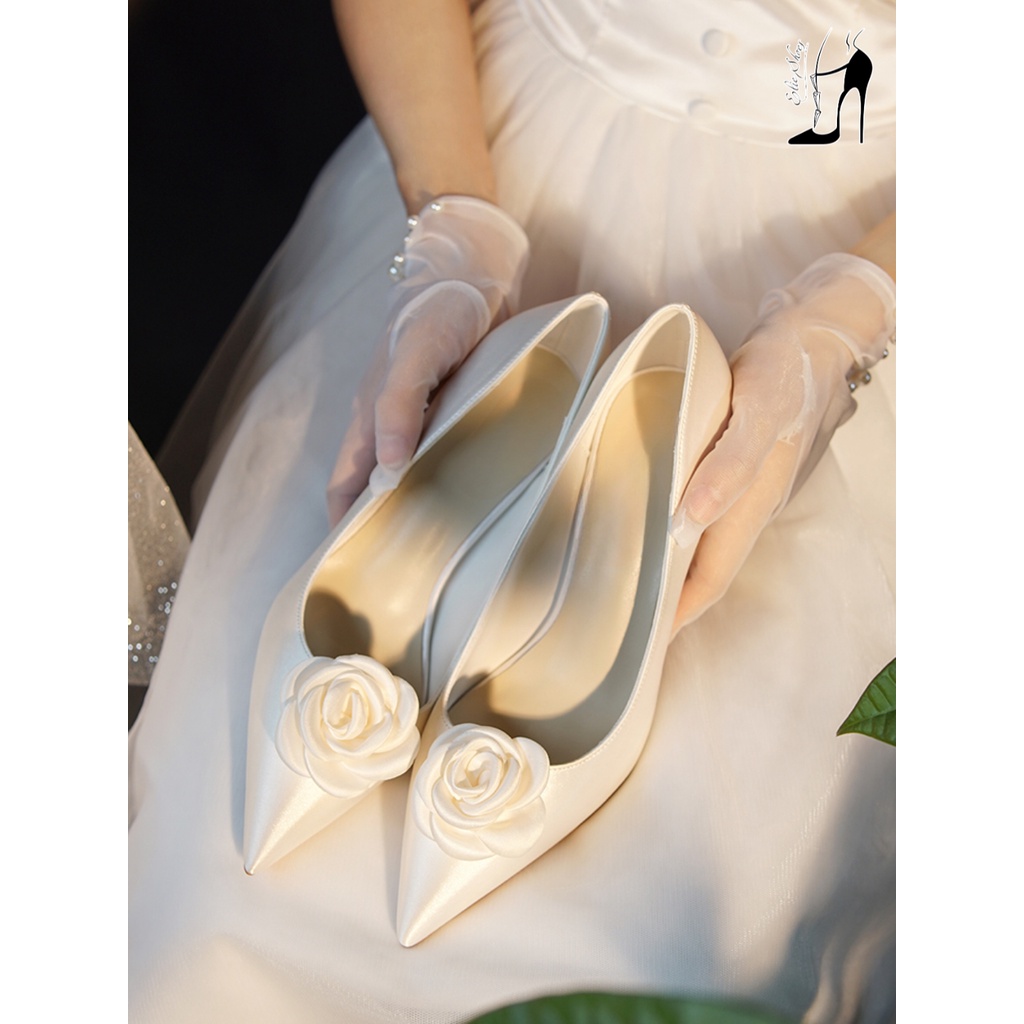 Giày cưới hoa hồng thiết kế cài tháo lắp tiện lợi - Miễn phí khắc tên - Handmade by ELIE SHOES