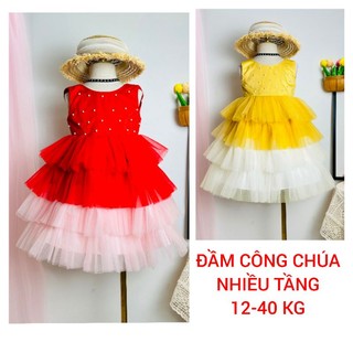 Đầm váy ren công chúa cao cấp nhiều tầng bé gái haivanco cho bé 12 đến 40 kg nhiều màu dễ thương mềm mại thoáng mát