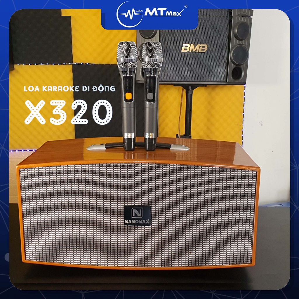 Loa xách tay karaoke Nanomax X320 công xuất lớn cực hay kèm 2 mic không dây. Nhỏ gọn thuận tiện xách đi chơi di lịch xa
