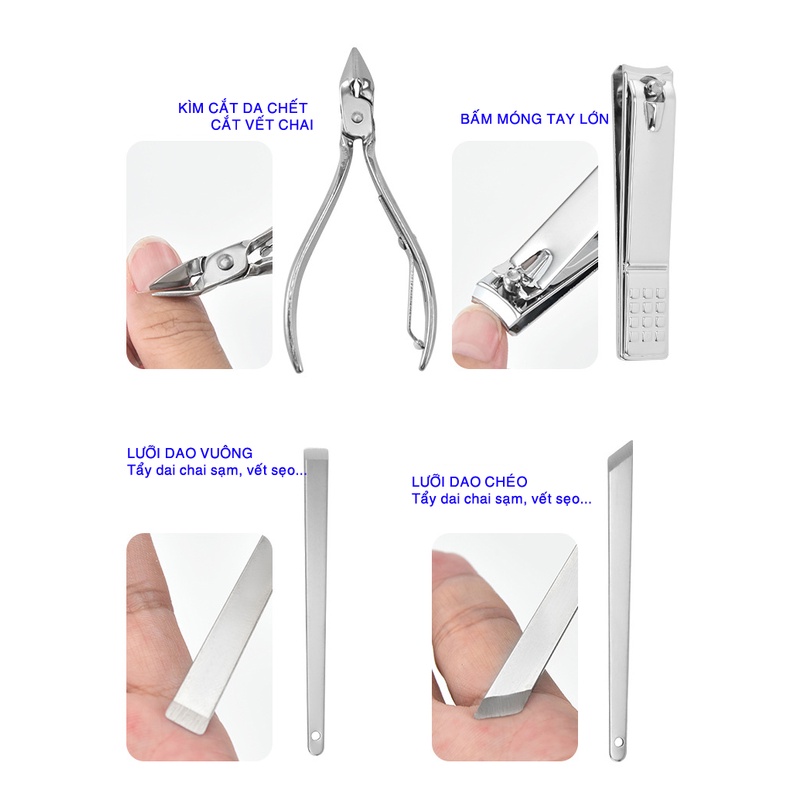 Bộ kéo cắt móng tay 19 món Bộ làm móng tay đa năng nhiều dụng cụ khác nhau cho việc chăm sóc móng.