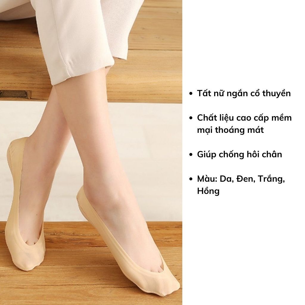 Tất vớ nữ cổ ngắn băng lụa chống trơn thoáng mát dễ chịu LANIXA T1901