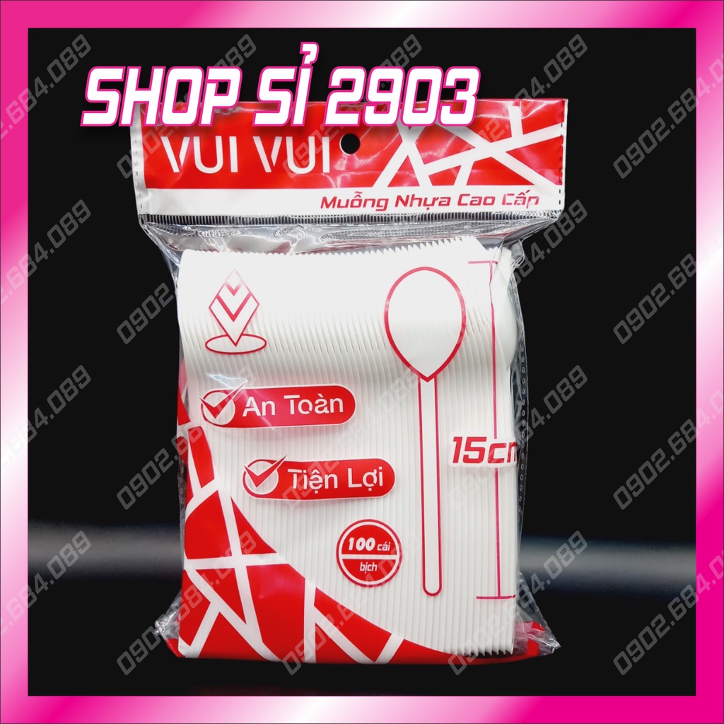 1 bịch muỗng nhựa 100 cái - Muỗng cơm - muỗng trà sữa
