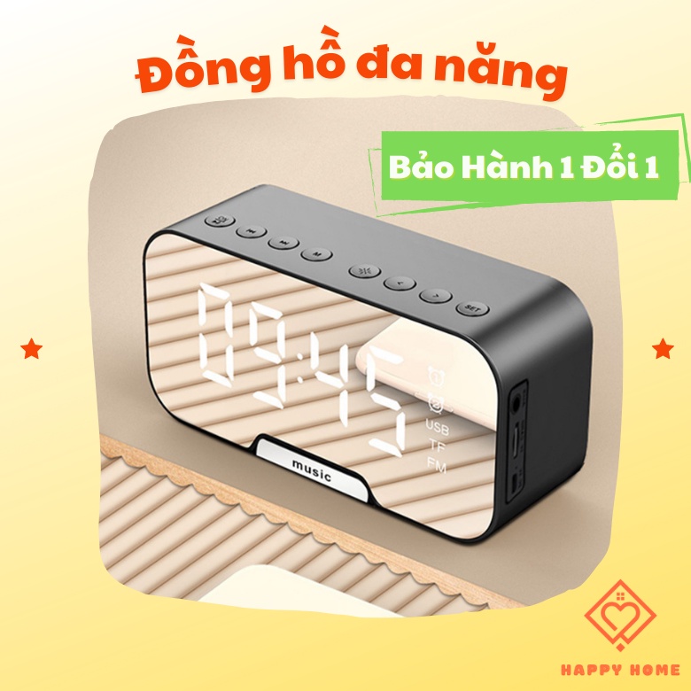 Đồng hồ để bàn đèn led trang trí 1200mA decor phòng ngủ kết nối Bluetooth loa phát nhạc | Happy Home Hcm