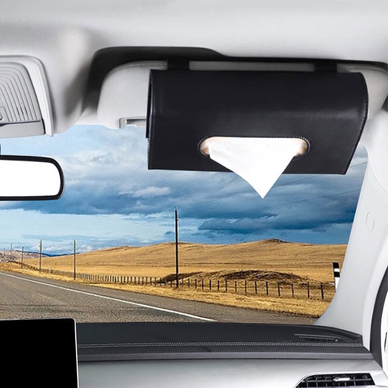 Túi Da Đựng Khăn Giấy Treo Tấm Che Nắng Xe Hơi Có Thể Rút Lại