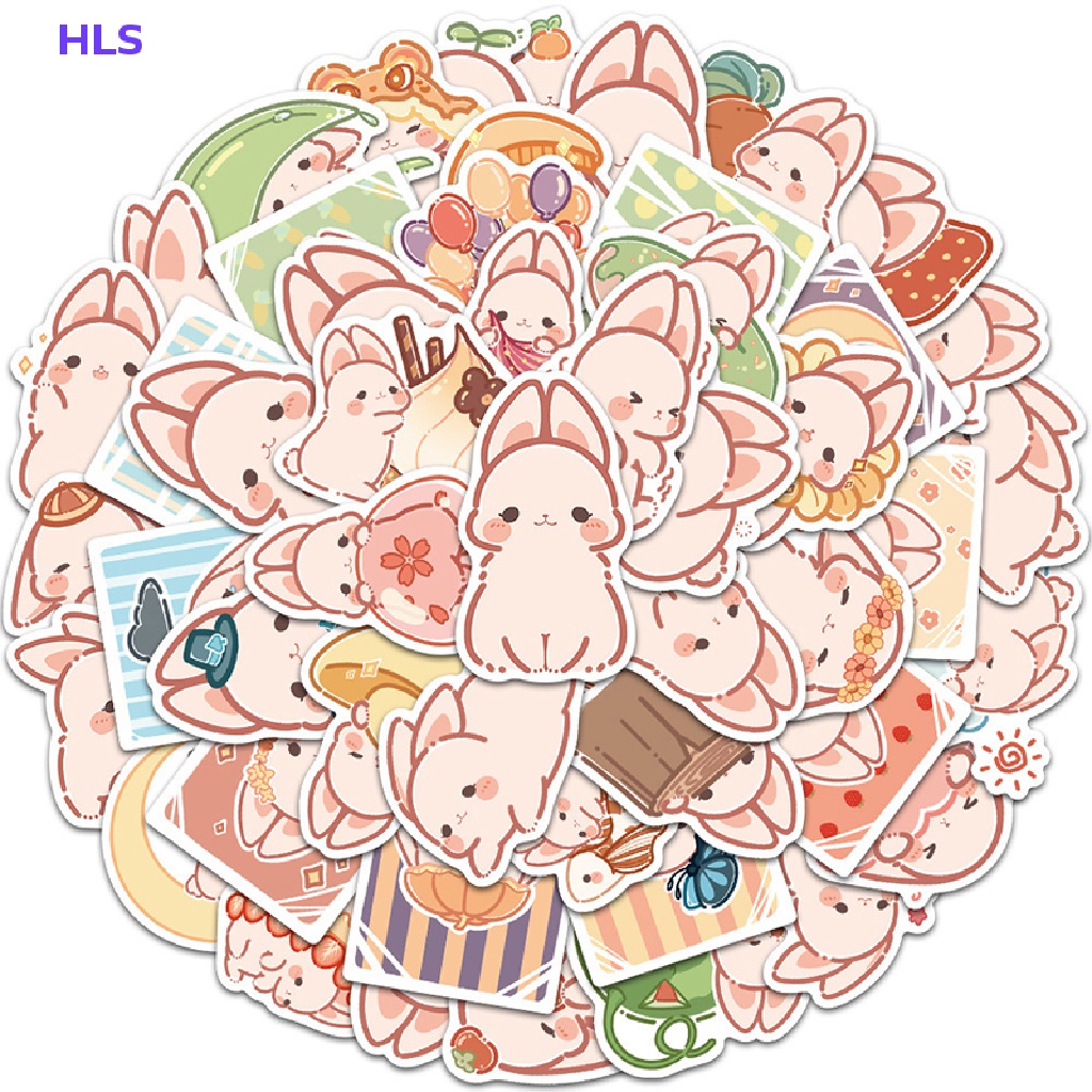 Set 50 Miếng Dán Trang Trí Hình Thỏ Hoạt Hình Nhật Bản Dễ Thương