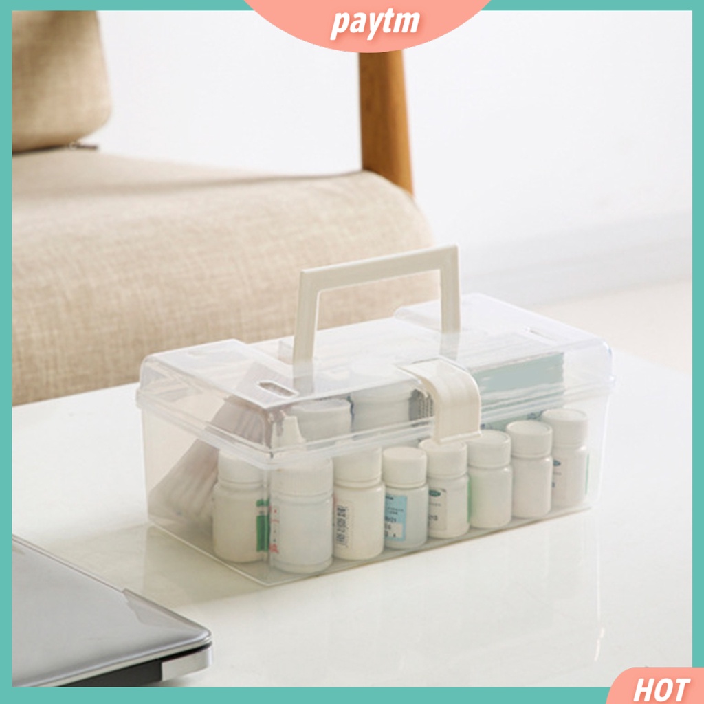 {PTM} Hộp Đựng Đồ Dùng Bằng Nhựa Trong Suốt Có Khóa Tay Cầm Đa Năng Tiện Dụng