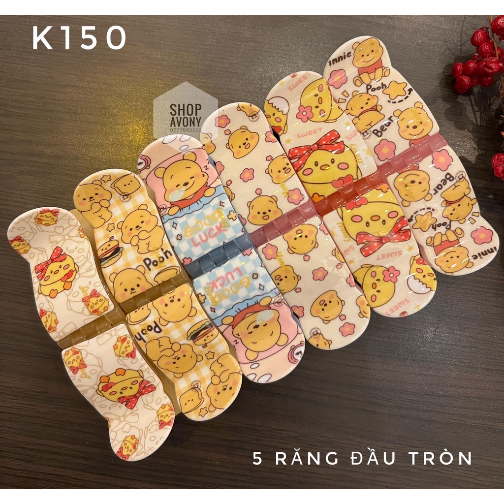 Kẹp tóc càng cua - Bấu tóc, cạp tóc in hoạ tiết gấu Pooh  Hot trend hàng Honey