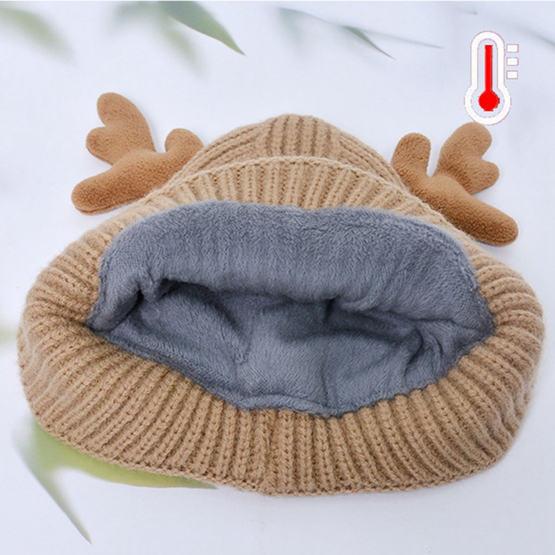 Mũ Len Beanie Sừng Tuần Lộc Dễ Thương Cho Bé