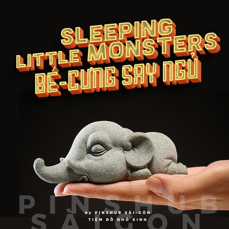 BỘ TƯỢNG GỐM TỬ SA TRANG TRÍ THÚ CƯNG SAY NGỦ SLEEPING LITTE MONSTERS 0937BRICKS