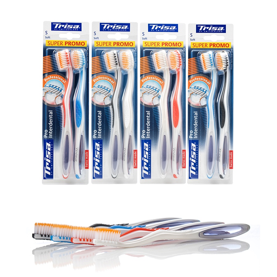 Combo 2 Bàn Chải Đánh Răng Lông Tơ Siêu Mềm Trisa Pro Interdental