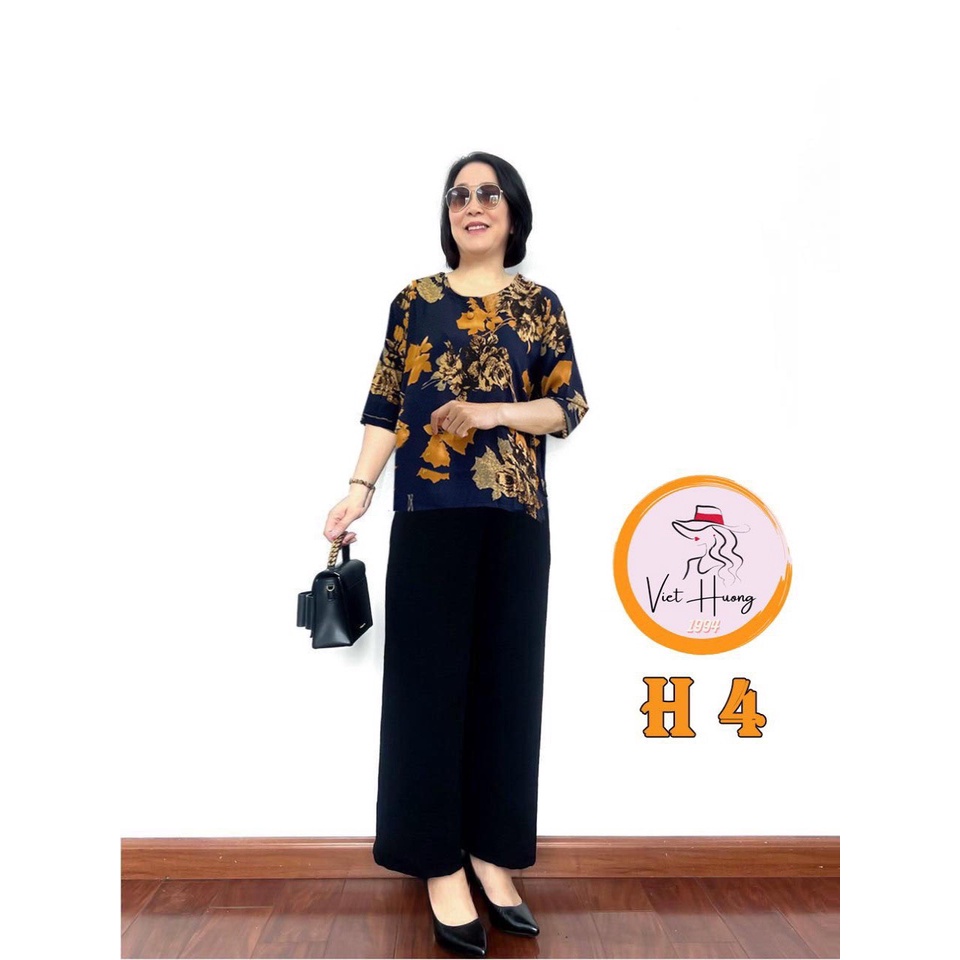 Bộ Áo Lụa Hàn Châu Quần Tơ Đũi Cao Cấp Dành Cho Mẹ Cho Bà