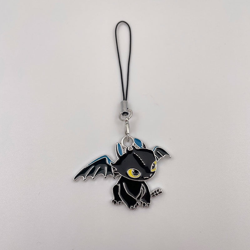 Móc Điện Thoại Dạng Dây Xích Hai Màu Trắng Đen Hình Hoạt Hình Dễ Thương