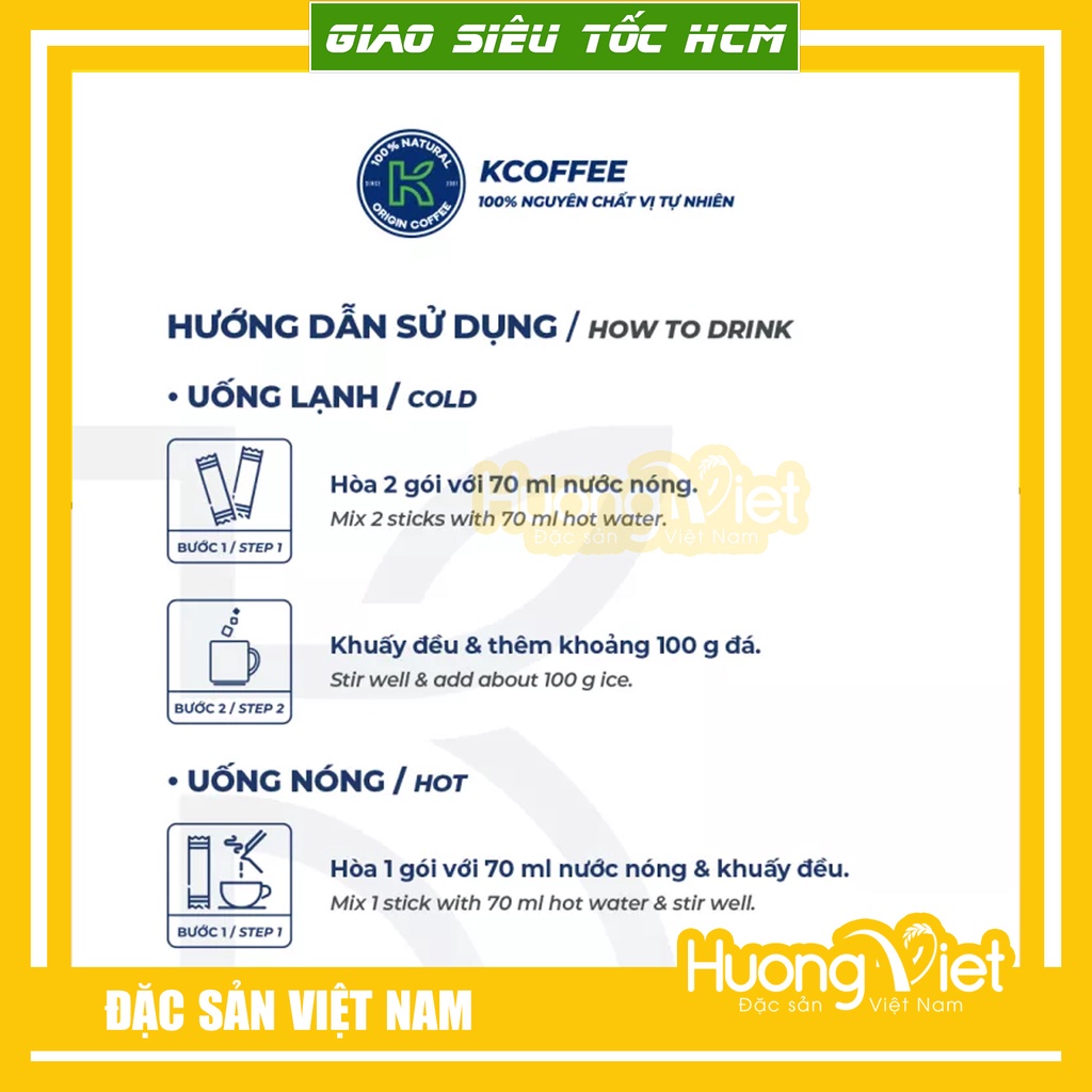 Cà phê hòa tan K Coffee Delight 3 in1, cà phê sữa hòa tan hộp 15gói x 17g, cà phê sữa đá truyền thống Việt Nam