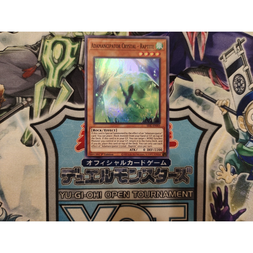Thẻ bài Yugioh chính hãng Adamancipator Crystal - Raptite - SESL-EN005 - Super Rare 1st Edition