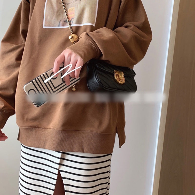 MISCHA Túi Đeo Chéo mini Bằng Da PU Màu Trơn Phong Cách retro Thời Trang