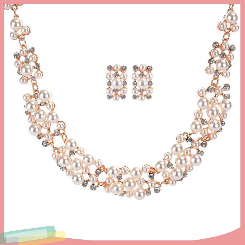 Bộ Vòng cổ + Đôi Khuyên Tai Thiết Kế Đơn Giản Sang Trọng Cho Nữ