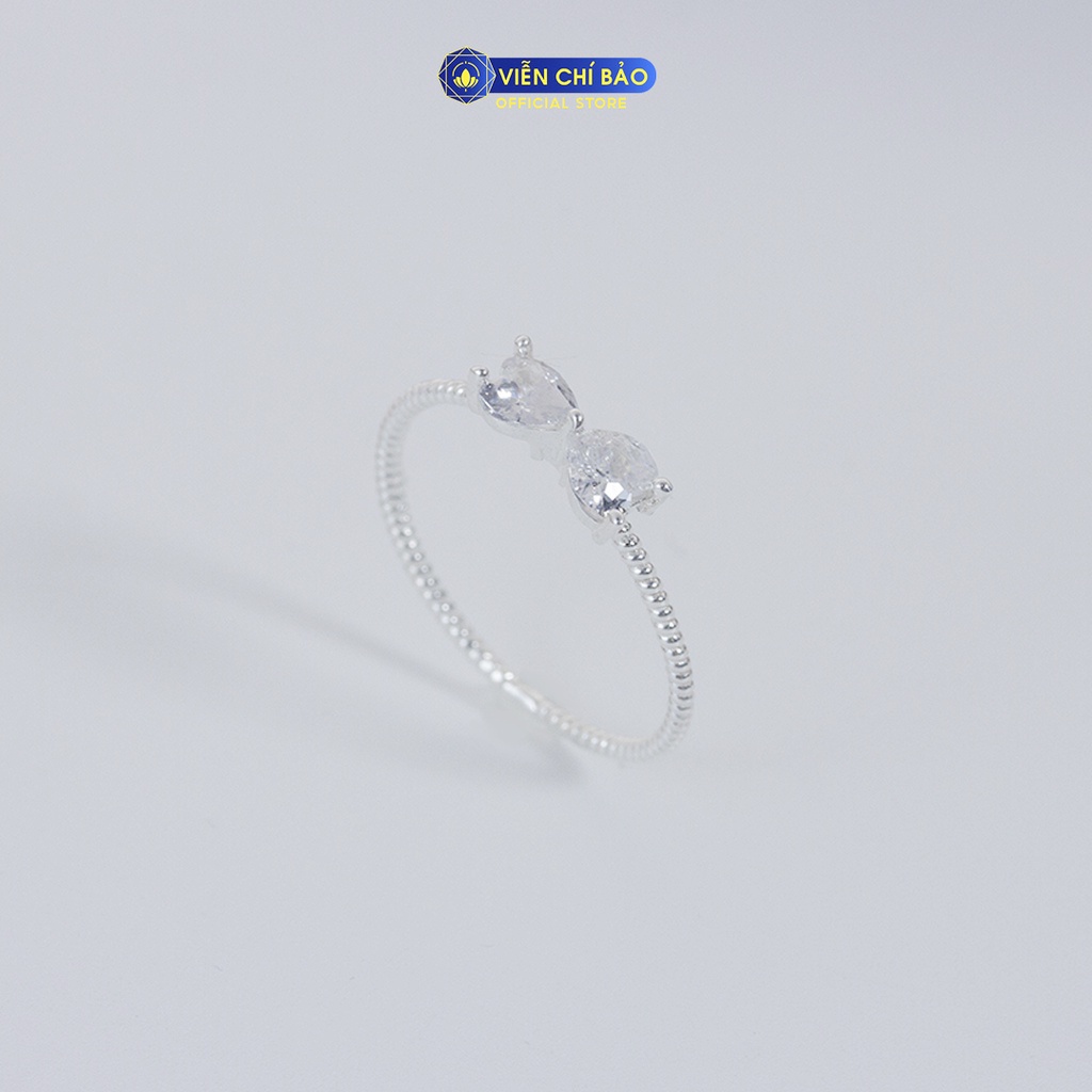 Nhẫn bạc nữ nơ xoắn đá trắng chất liệu bạc 925 thời trang phụ kiện trang sức nữ Viễn Chí Bảo N400882