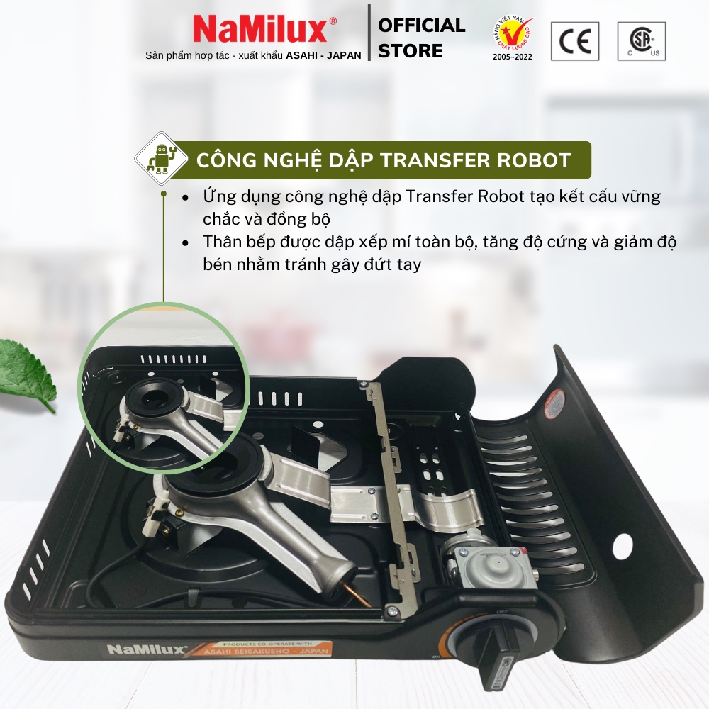 Bếp Gas Mini Cao Cấp PRO 3S NaMilux NH-P3033PS│Van Ngắt Gas An Toàn 3 cấp│Công Suất Mạnh 3.1 Kw - Hàng Chính Hã