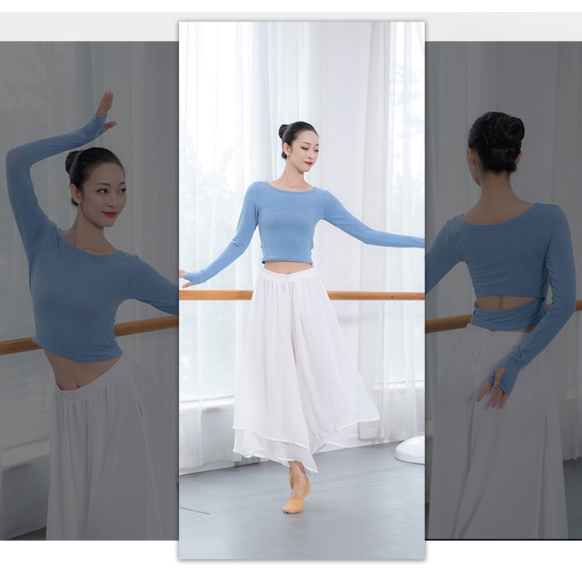 Áo croptop dài tay hở lưng Đồ Múa Lotus