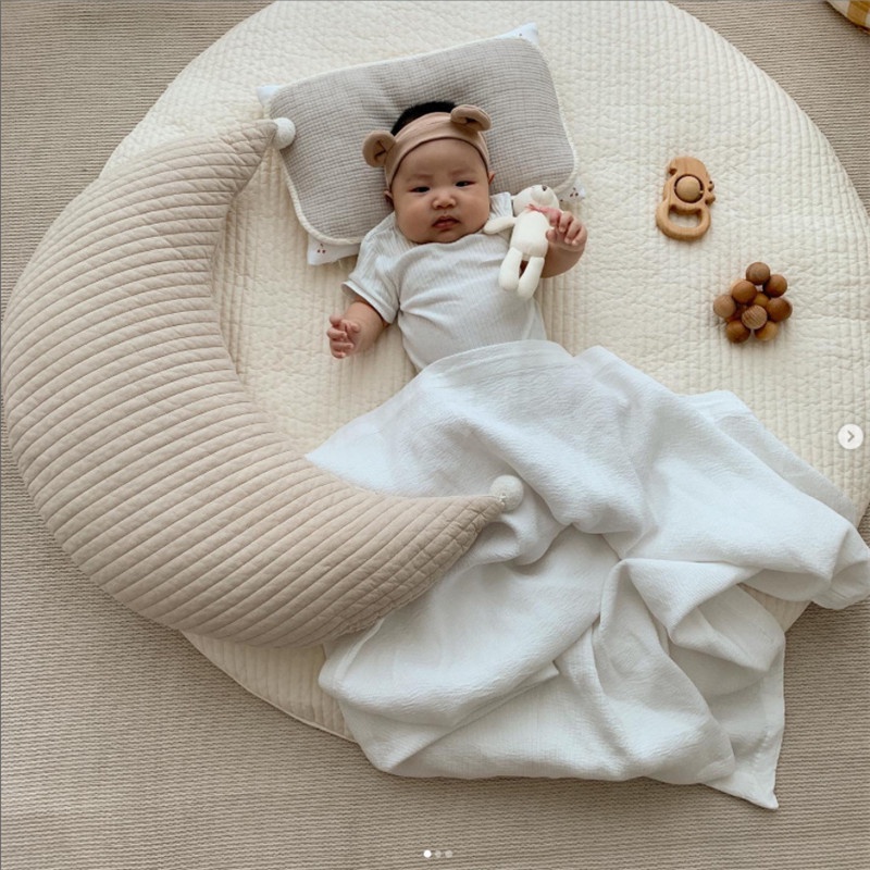 Gối Cotton Nguyên Chất Hình Mặt Trăng Có Thể Tháo Rời Giặt Sạch Tiện Dụng Cho Bé