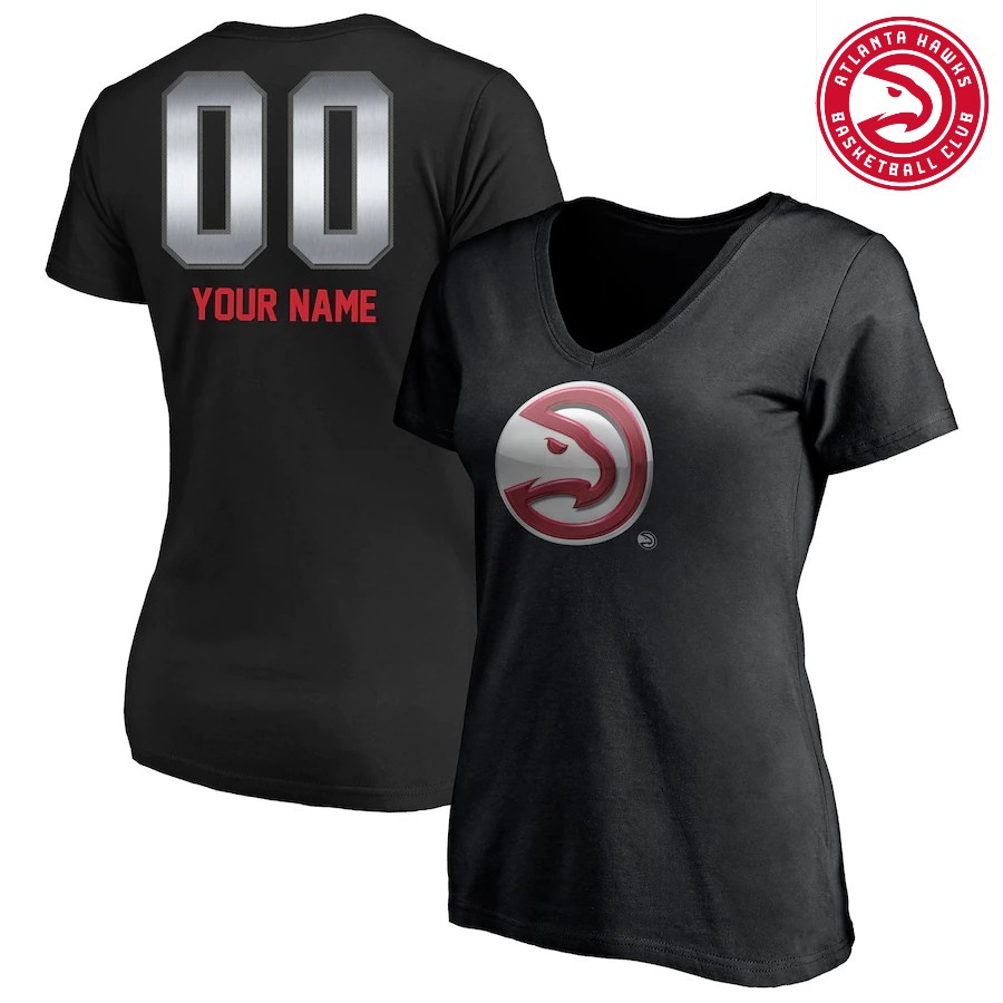 Phụ nữ Atlanta Hawks Fanatics thương hiệu Midnight Mascot Tên được cá nhân hóa & Số V-áo áo phông cổ chữ V