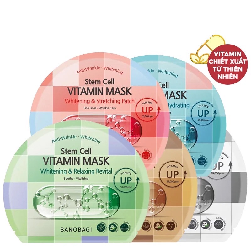 Mặt Nạ Miếng Ngừa Lão Hóa, Bổ Sung Collagen, Dưỡng Trắng & Cấp Ẩm Banobagi Vitamin, Super Collagen Mask 30ml