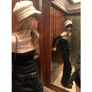 Áo Len Nữ Dài Tay Cổ Lọ Màu Trắng Đen