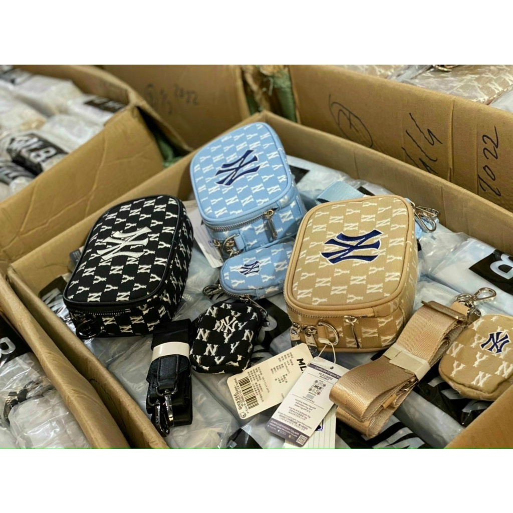 Túi đeo chéo M.LB chữ nhật size 18 dây vải bản to Jacquard monogram hàng chuẩn