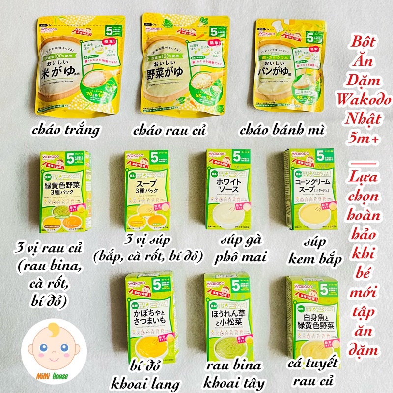 Bột ăn dặm Wakodo Nhật cho bé khởi đầu ăn dặm từ 5 tháng