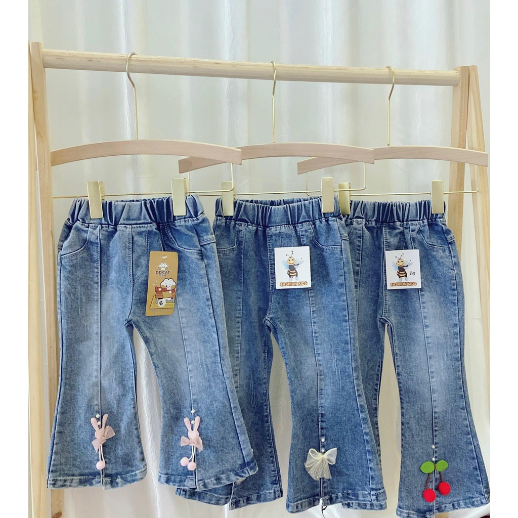 Quần Jean Bé Gái Ống Loe Sành Điệu Từ 15Kg Đến 25Kg