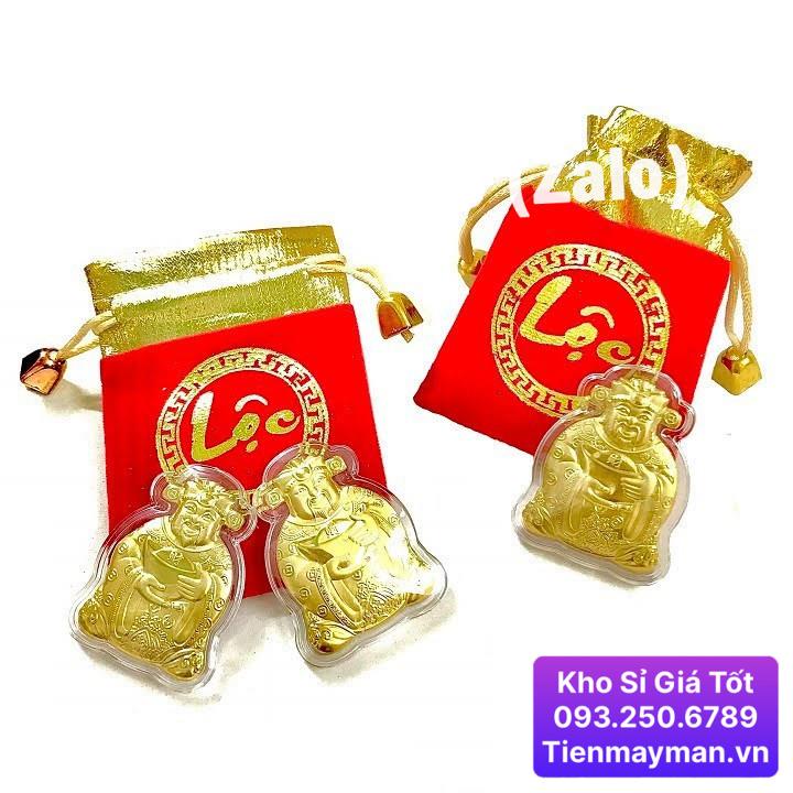 ⭐HÓT⭐ Thỏi Ông Thần Tài Mạ Vàng Tặng Túi Gấm Nhung Phúc Lộc - Vía Ông Thần Tài Phong Thủy May Mắn