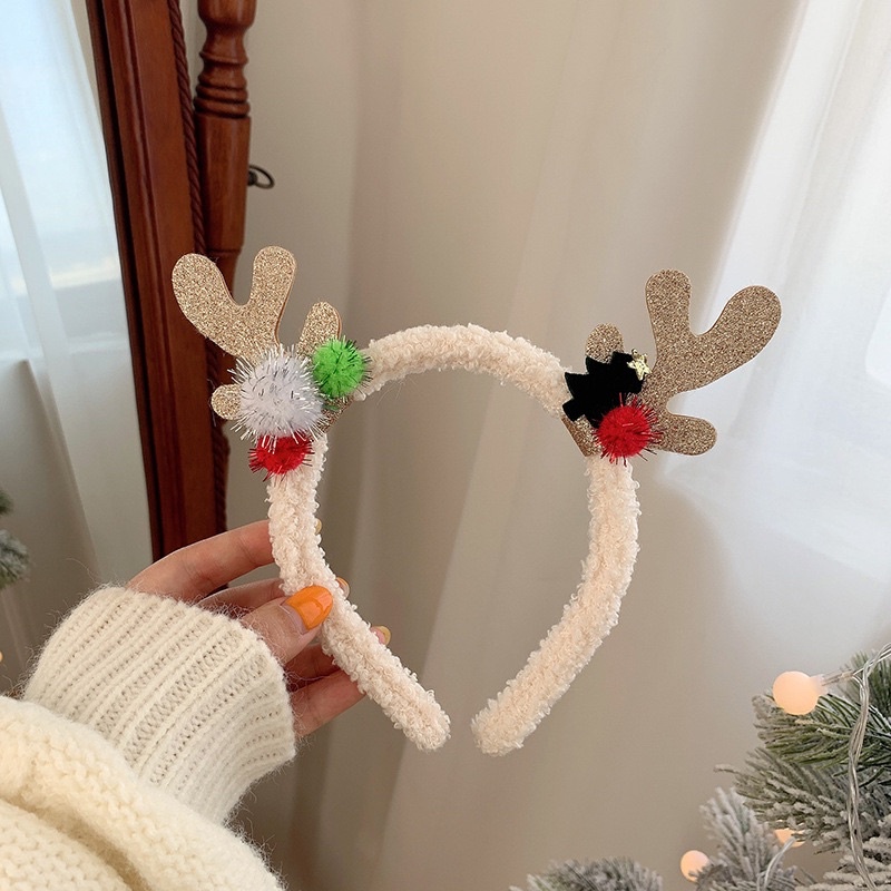 Cài tóc Giáng Sinh Noel tai tuần lộc trắng đỏ cho bé gái